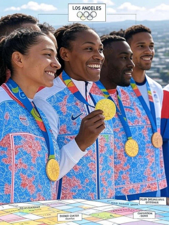Map showing Los Angeles as the host city for Olympics 2028 with key venue markers