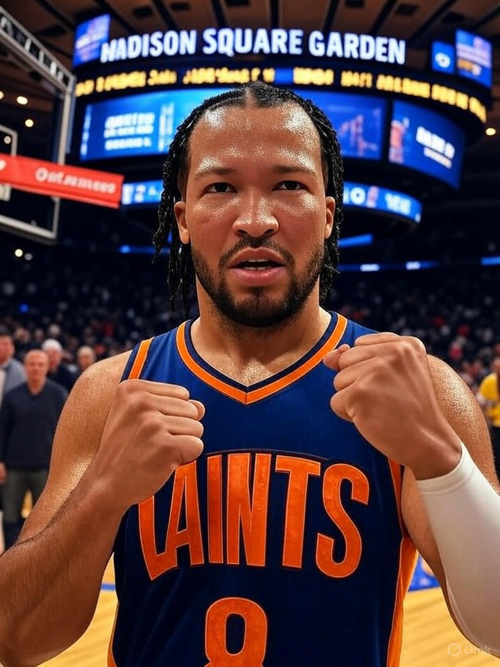 Jalen Brunson walks off the court with fist raised after Game 5 win against the Pacers – NBA Playoffs 2025
