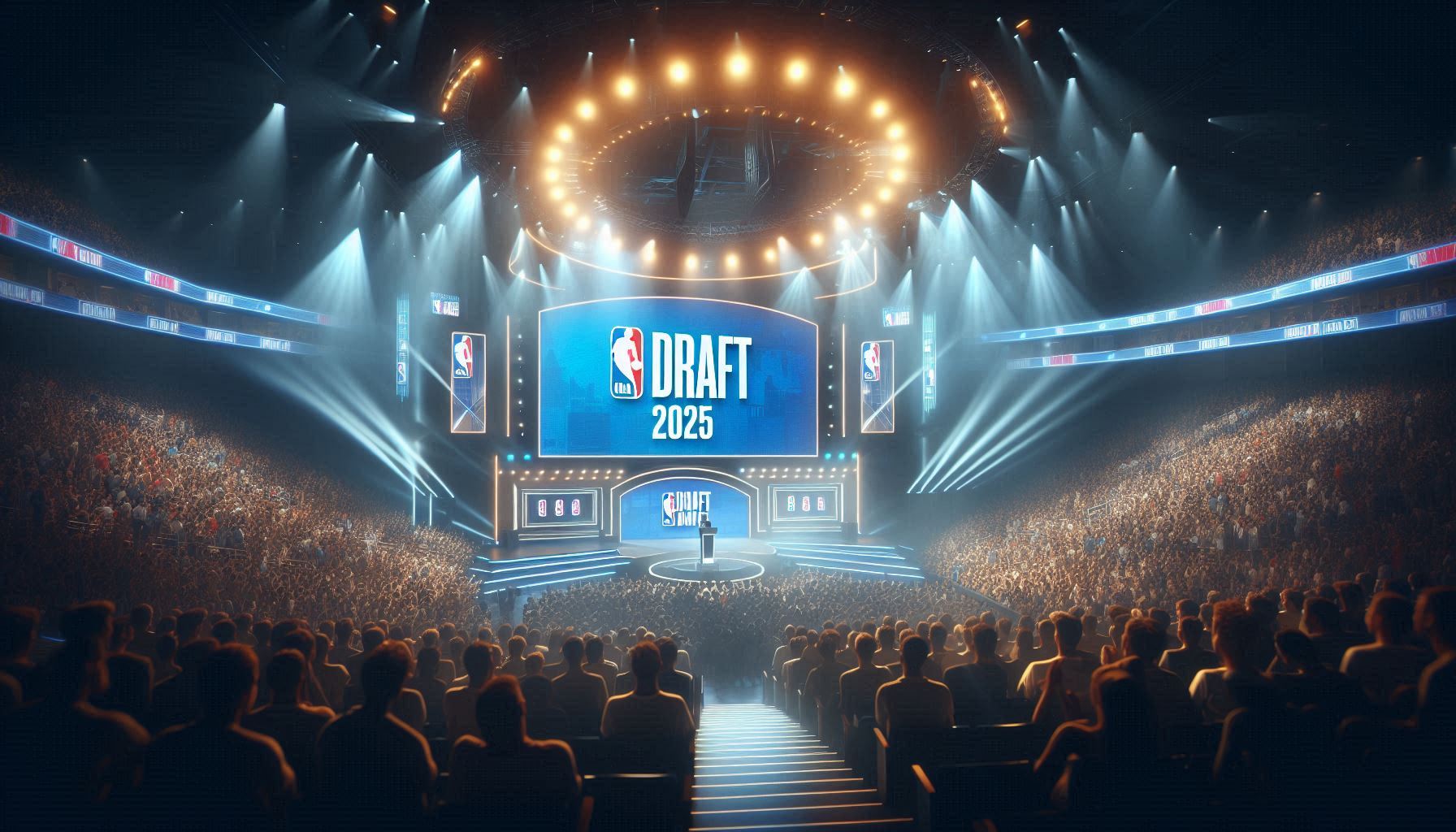 Illuminated NBA Draft 2025 with crowd
